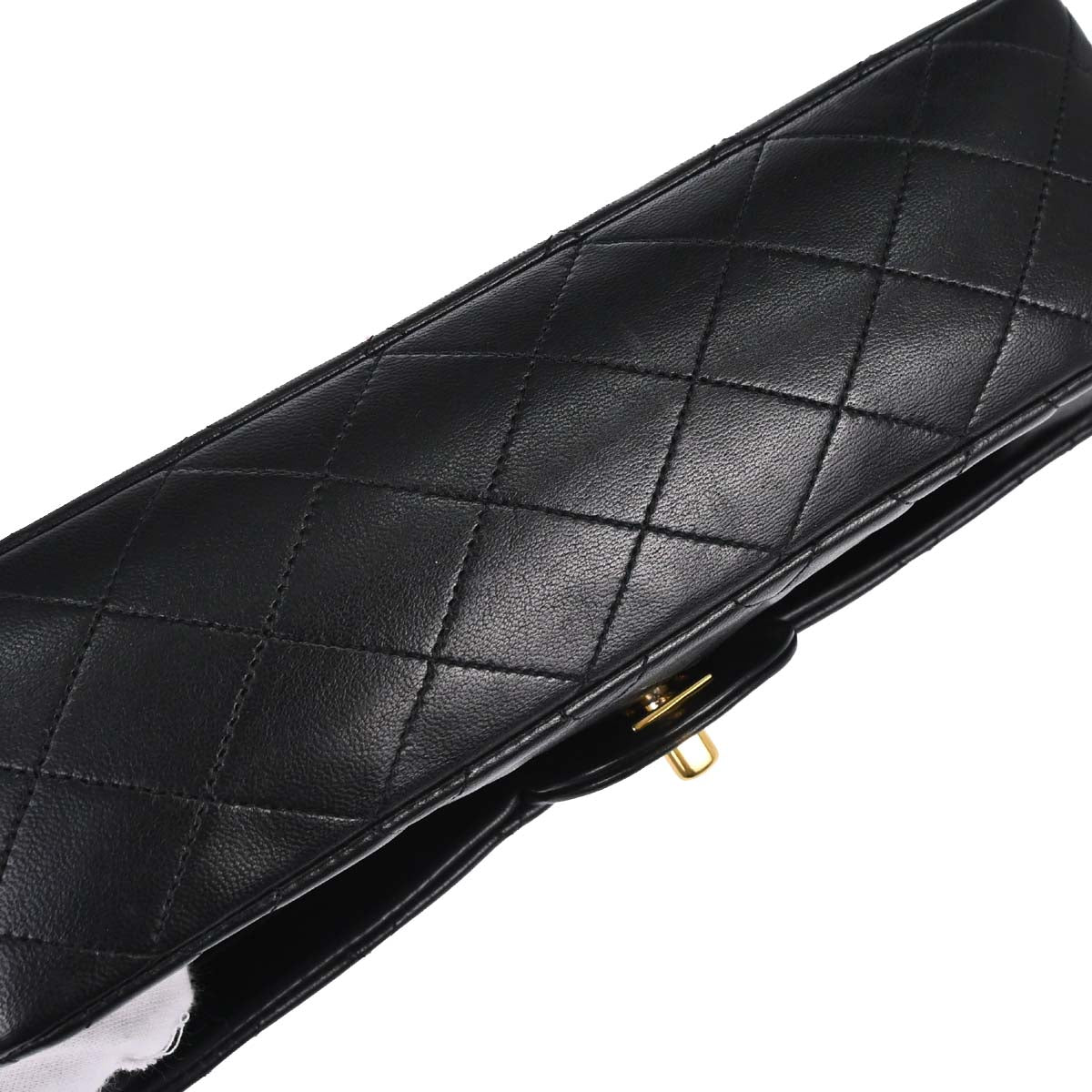 Chanel 1989-1991 Black Lambskin Medium Classic Double Flap Shoulder Bag