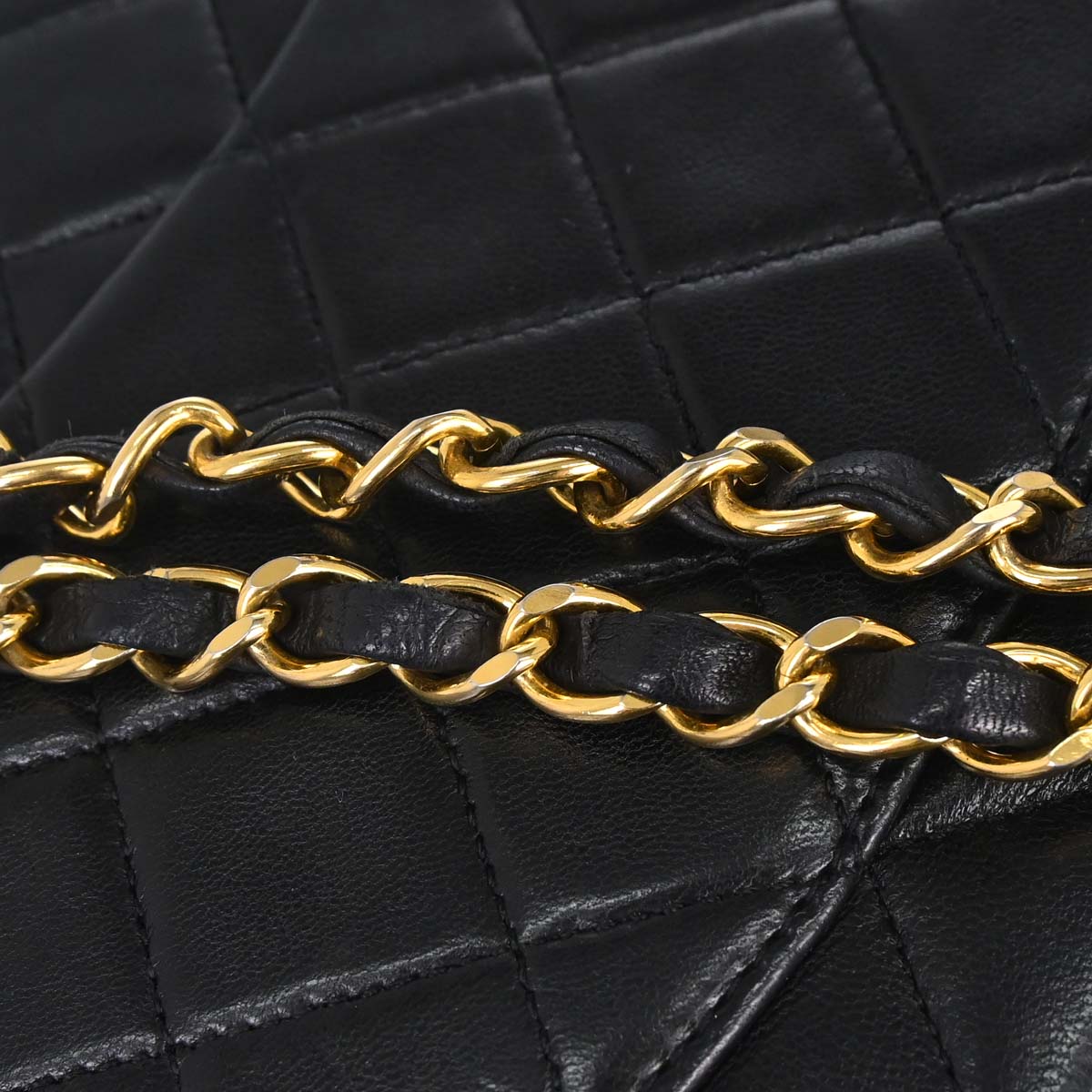 Chanel 1989-1991 Black Lambskin Medium Classic Double Flap Shoulder Bag