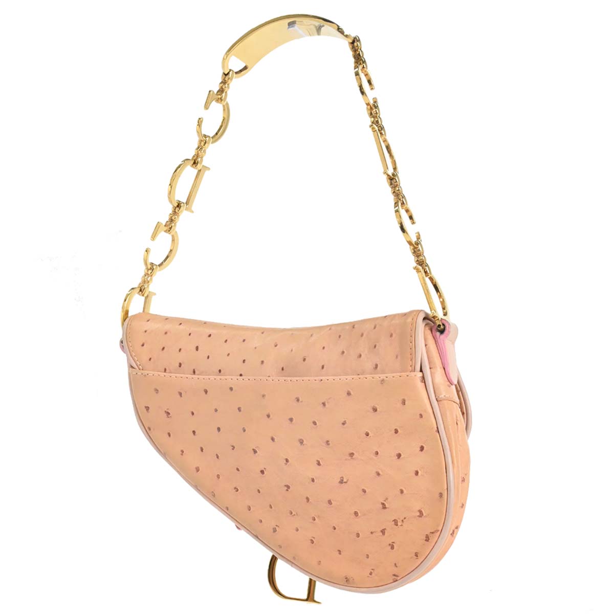 Christian Dior * Pink Ostrich Saddle Handbag