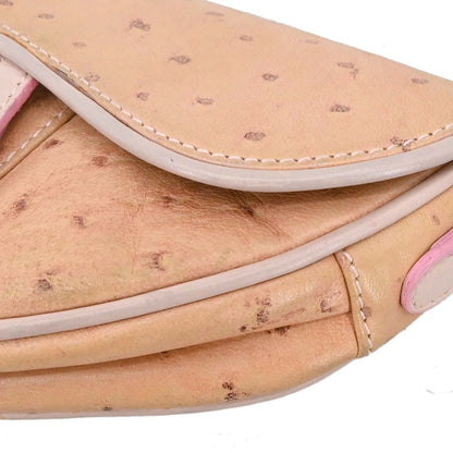 Christian Dior * Pink Ostrich Saddle Handbag