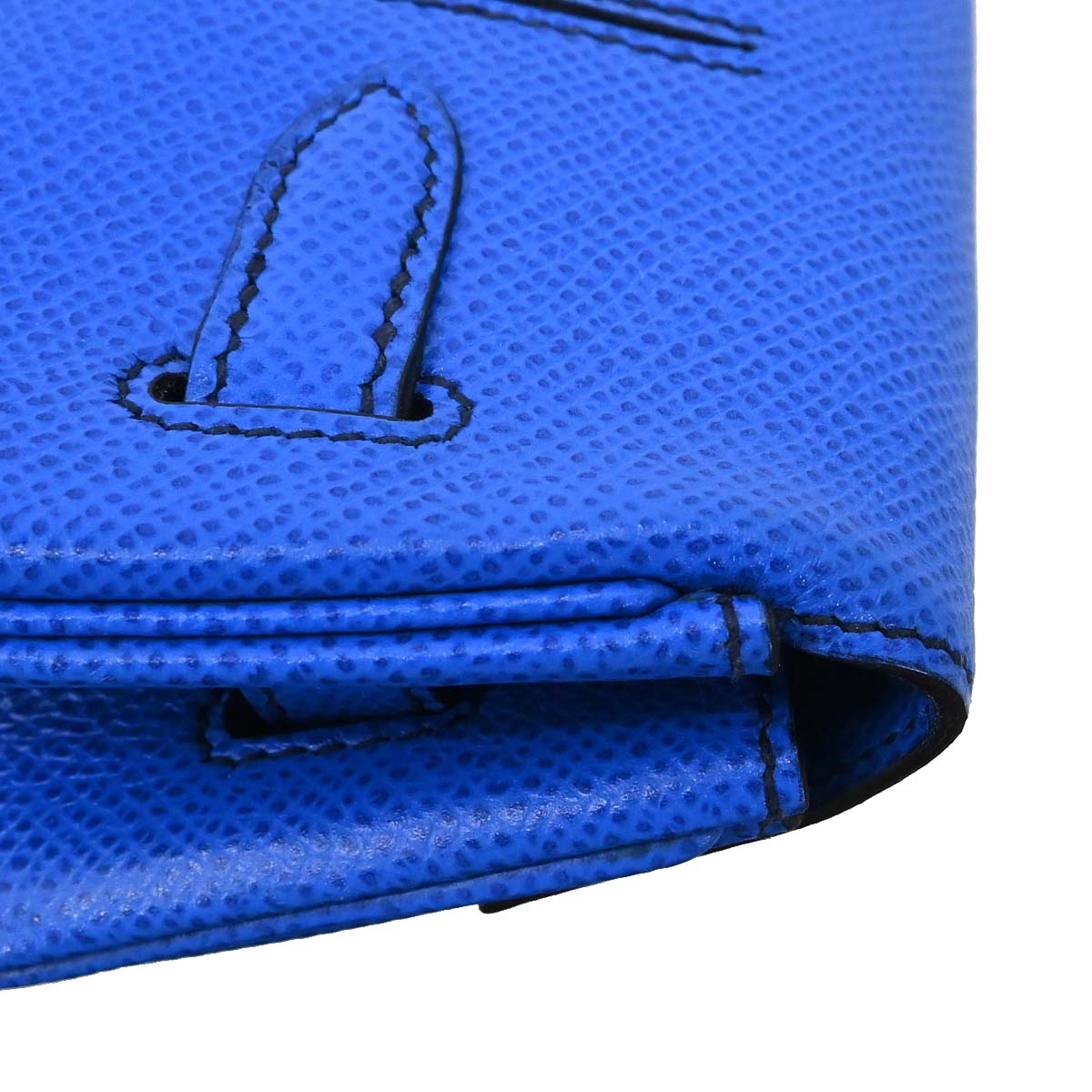 Hermes Blue France Courchevel Banana Kelly Clutch Bag