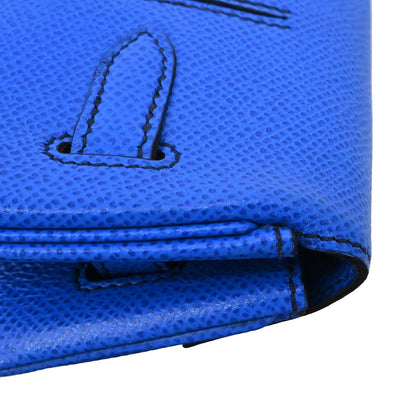 Hermes Blue France Courchevel Banana Kelly Clutch Bag