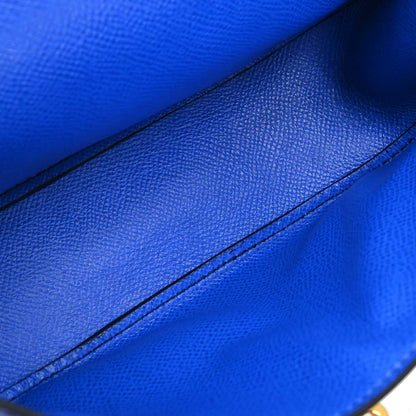 Hermes Blue France Courchevel Banana Kelly Clutch Bag