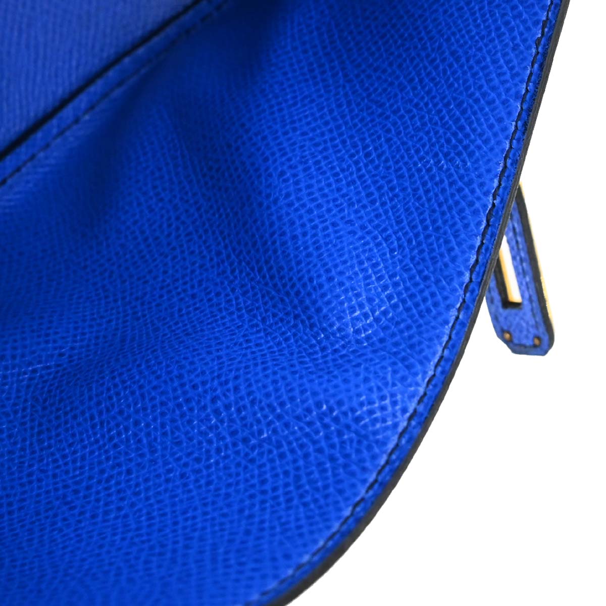 Hermes Blue France Courchevel Banana Kelly Clutch Bag