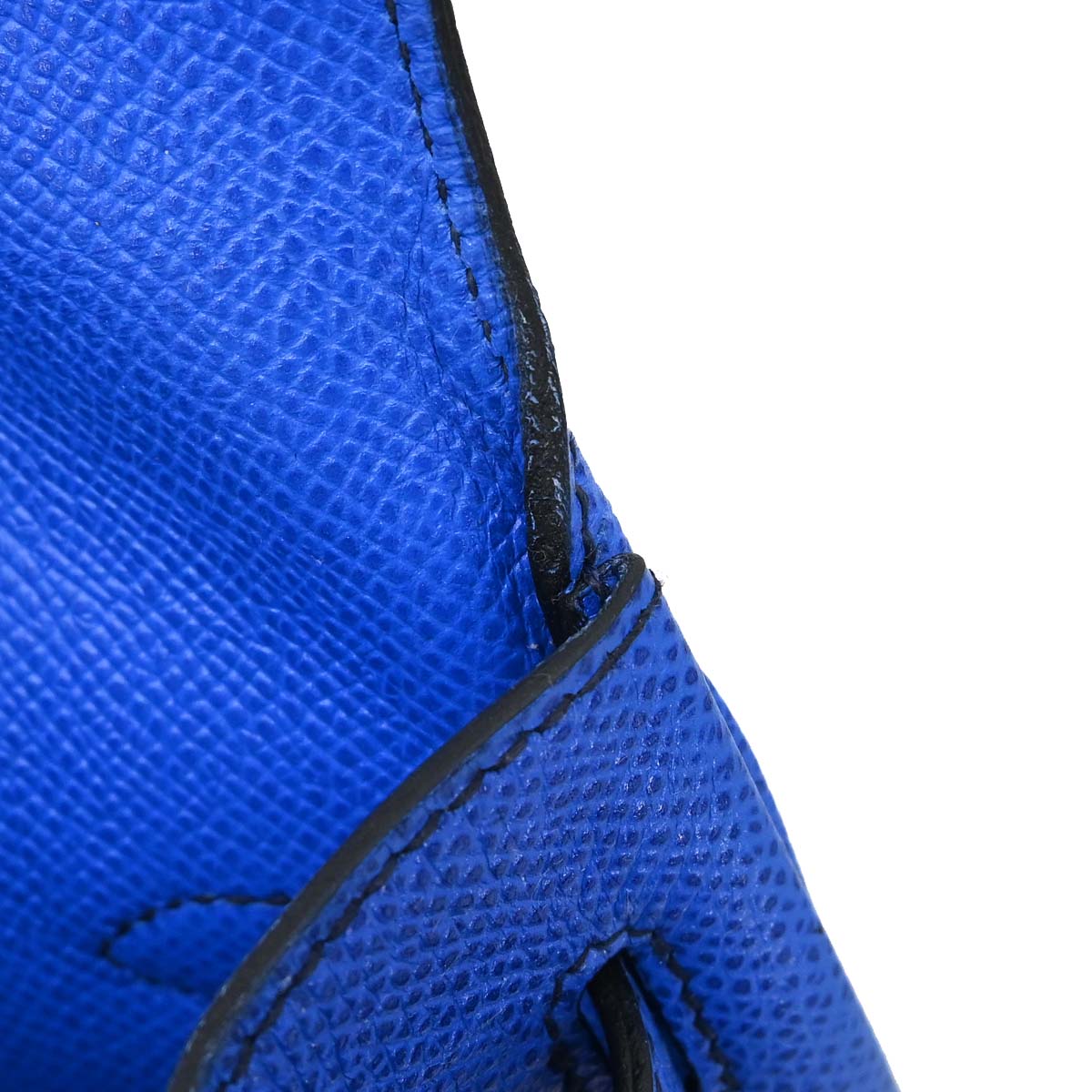Hermes Blue France Courchevel Banana Kelly Clutch Bag