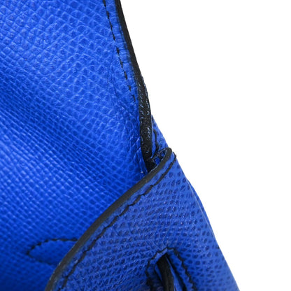 Hermes Blue France Courchevel Banana Kelly Clutch Bag