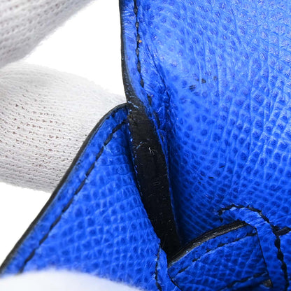Hermes Blue France Courchevel Banana Kelly Clutch Bag