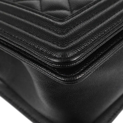 Boy Chanel Black Caviar Skin Medium Chain Shoulder Bag