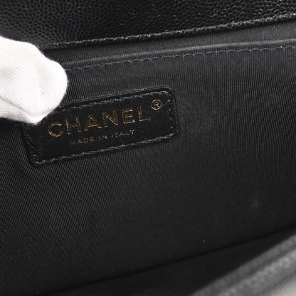 Boy Chanel Black Caviar Skin Medium Chain Shoulder Bag