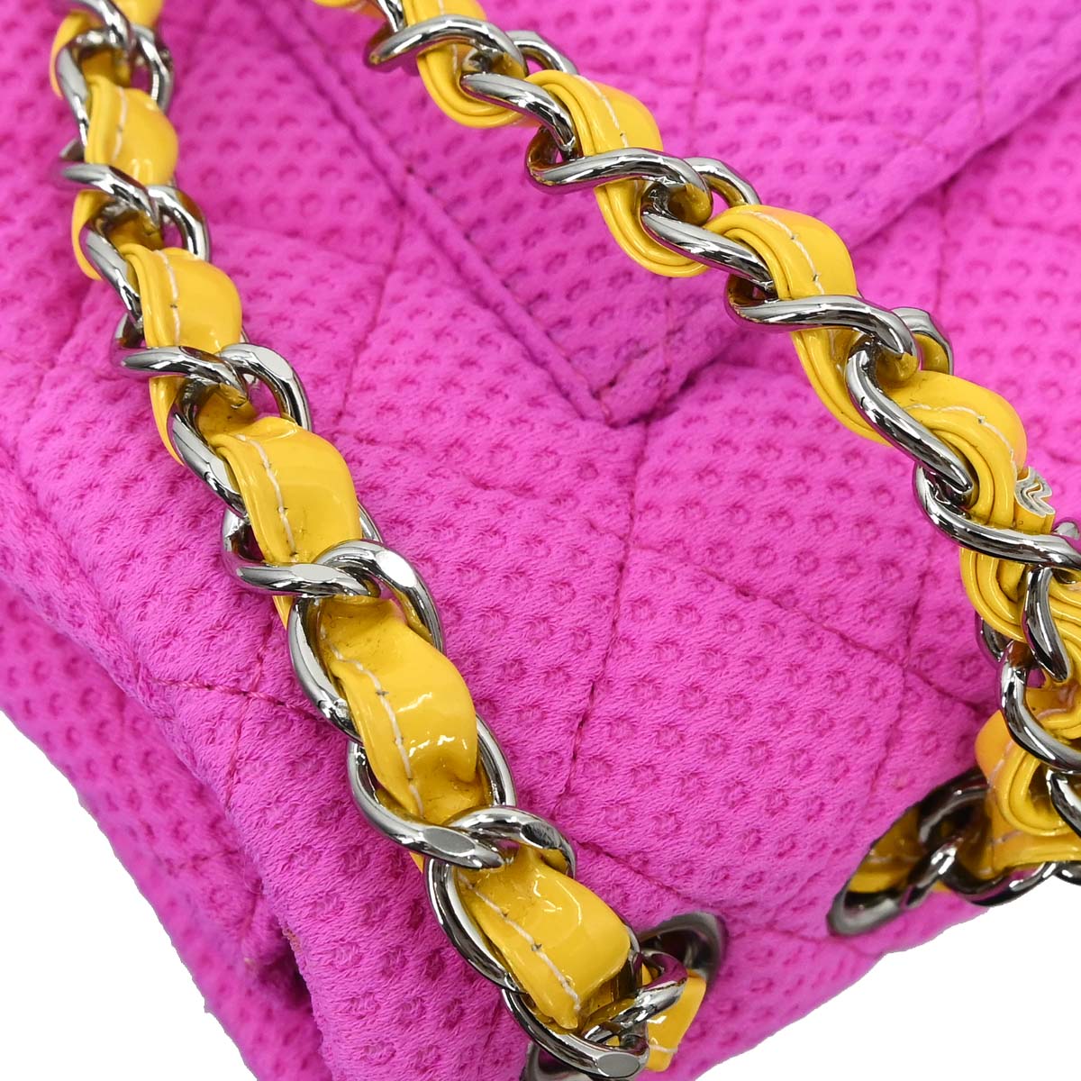 Chanel 2009-2010 Pink Perforated Jersey Shoulder Bag