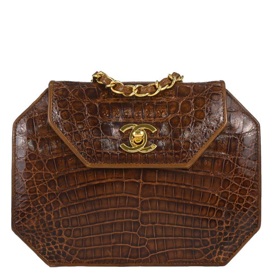 Chanel * Brown Crocodile Octagon Shoulder Bag