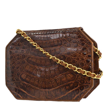 Chanel * Brown Crocodile Octagon Shoulder Bag