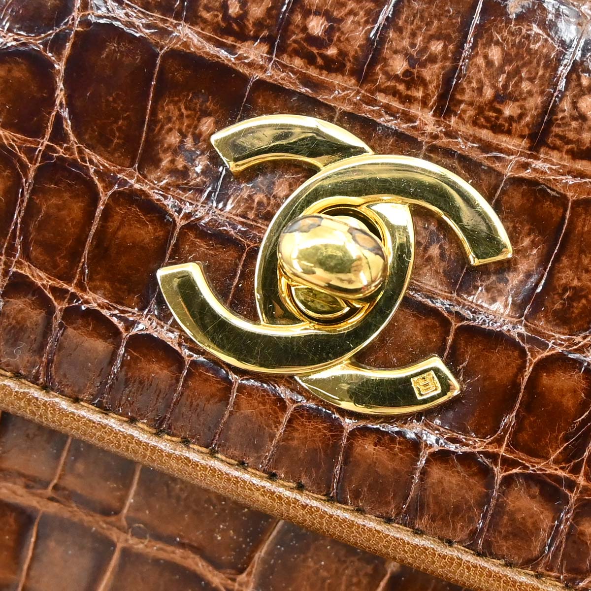 Chanel * Brown Crocodile Octagon Shoulder Bag