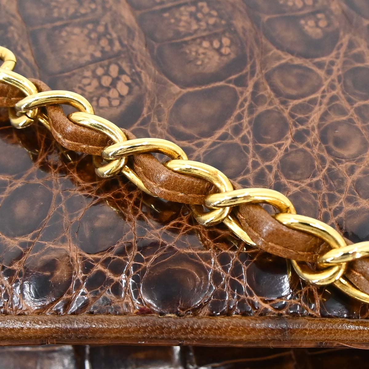 Chanel * Brown Crocodile Octagon Shoulder Bag