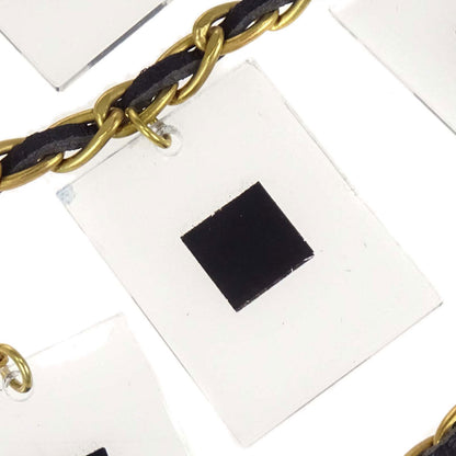 Chanel Square Acrylic Charms Chain Belt Gold Black 94A Small Good