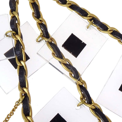 Chanel Square Acrylic Charms Chain Belt Gold Black 94A Small Good