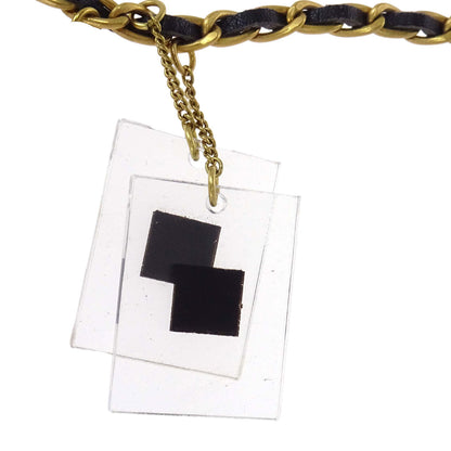 Chanel Square Acrylic Charms Chain Belt Gold Black 94A Small Good