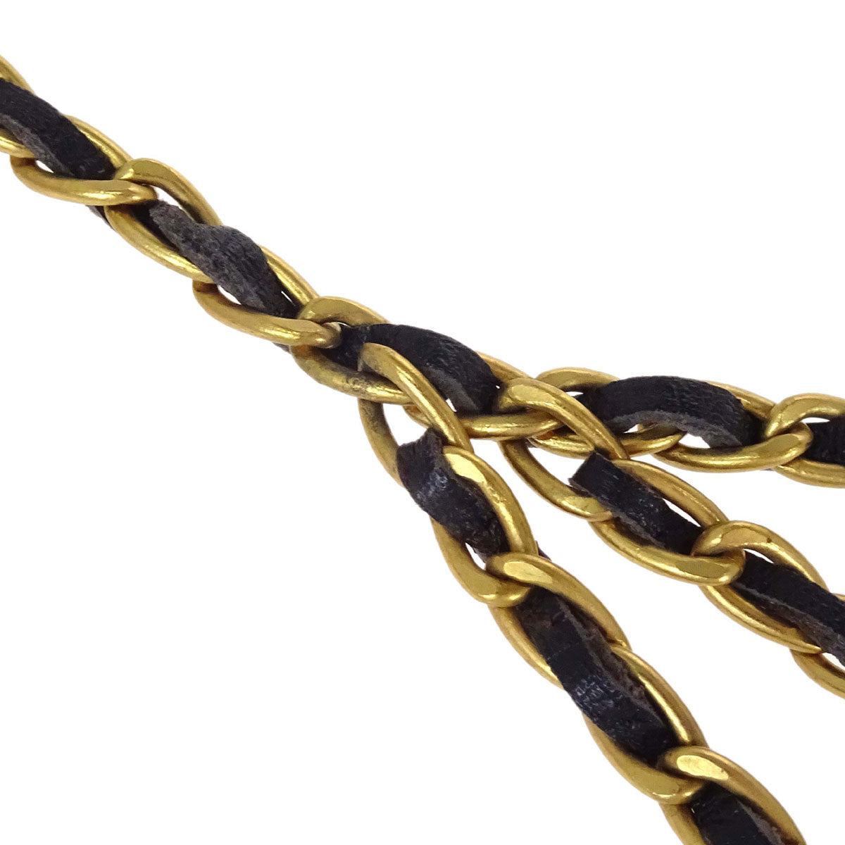 Chanel Square Acrylic Charms Chain Belt Gold Black 94A Small Good