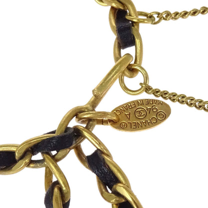 Chanel Square Acrylic Charms Chain Belt Gold Black 94A Small Good