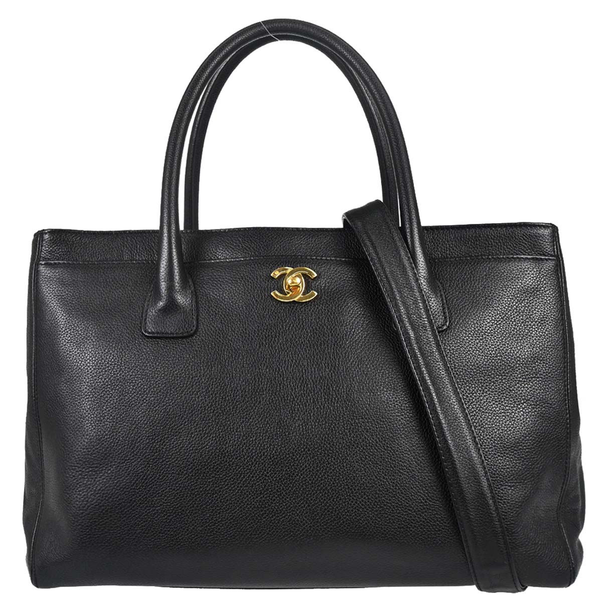 Chanel 2005-2006 Black Calfskin Executive Cerf 2way Shoulder Tote Bag