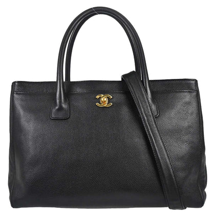 Chanel 2005-2006 Black Calfskin Executive Cerf 2way Shoulder Tote Bag