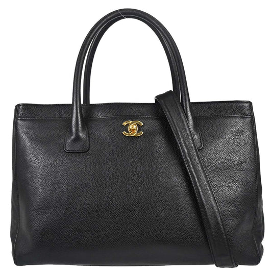 Chanel 2005-2006 Black Calfskin Executive Cerf 2way Shoulder Tote Bag