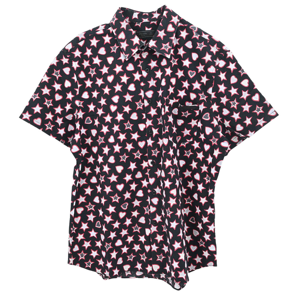 Prada 2015 Star Heart Short Sleeve Blouse Shirt Top Black #44