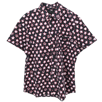 Prada 2015 Star Heart Short Sleeve Blouse Shirt Top Black #44