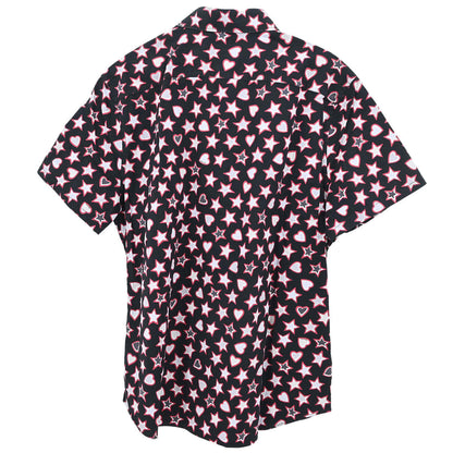 Prada 2015 Star Heart Short Sleeve Blouse Shirt Top Black #44