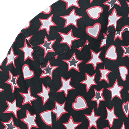 Prada 2015 Star Heart Short Sleeve Blouse Shirt Top Black #44