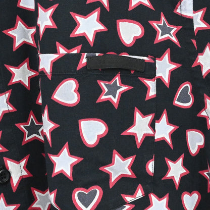 Prada 2015 Star Heart Short Sleeve Blouse Shirt Top Black #44