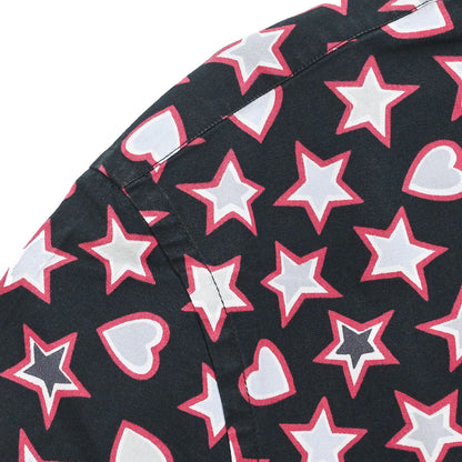 Prada 2015 Star Heart Short Sleeve Blouse Shirt Top Black #44