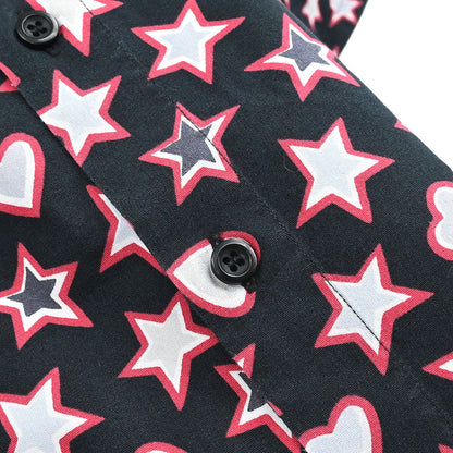 Prada 2015 Star Heart Short Sleeve Blouse Shirt Top Black #44