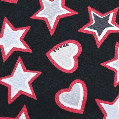 Prada 2015 Star Heart Short Sleeve Blouse Shirt Top Black #44