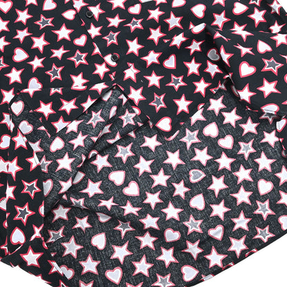 Prada 2015 Star Heart Short Sleeve Blouse Shirt Top Black #44