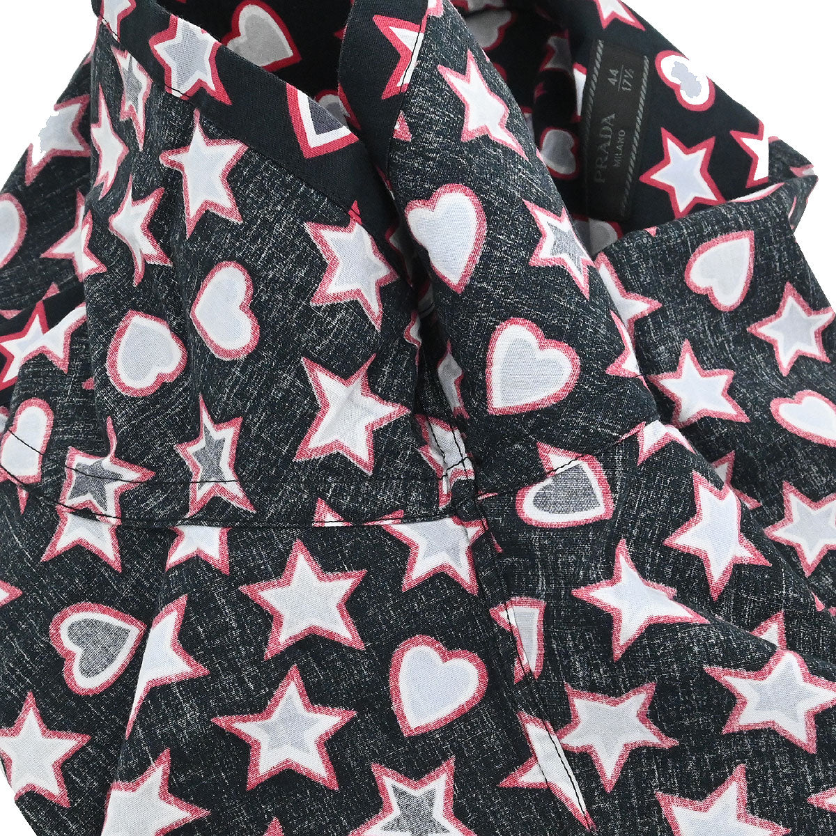 Prada 2015 Star Heart Short Sleeve Blouse Shirt Top Black #44