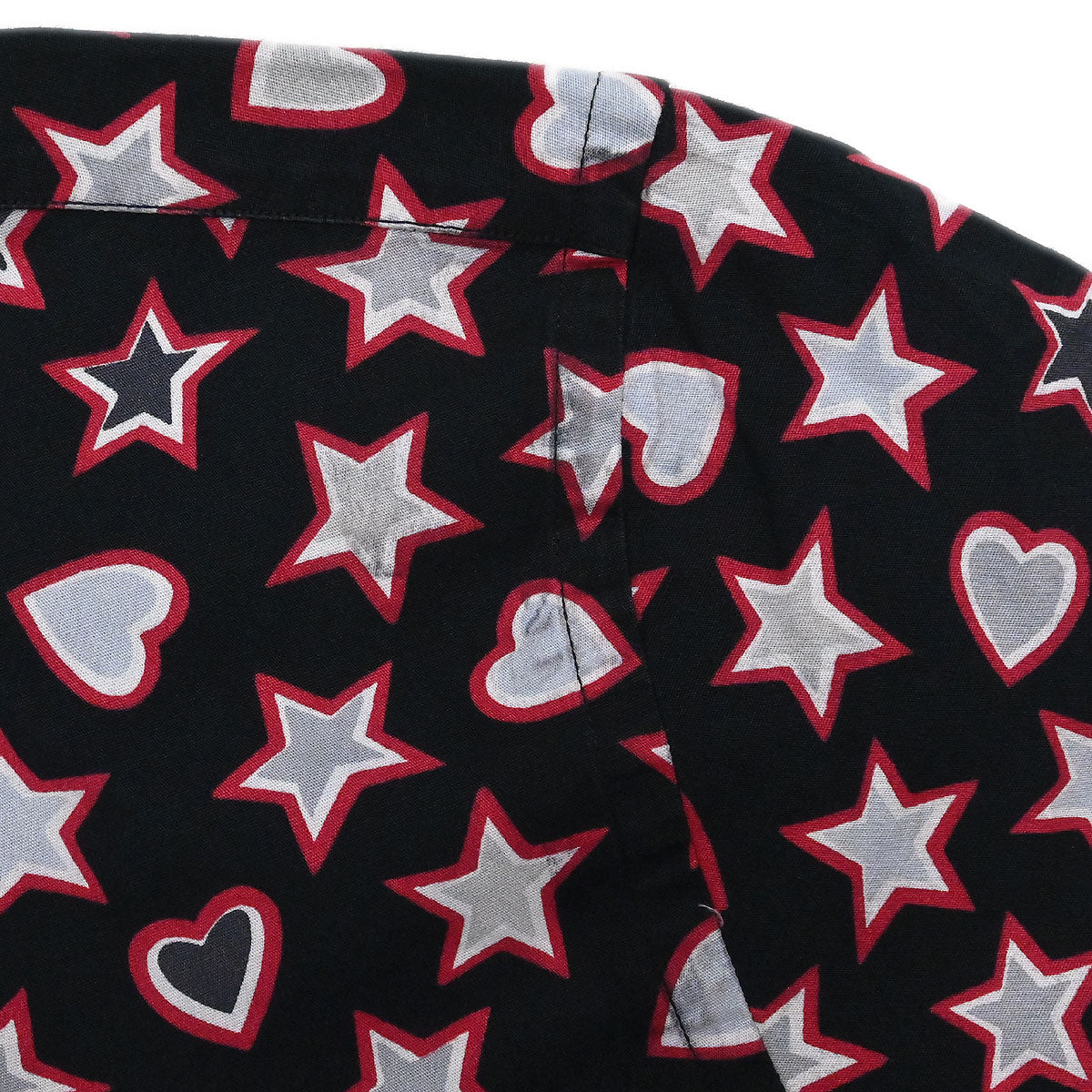 Prada 2015 Star Heart Short Sleeve Blouse Shirt Top Black #44