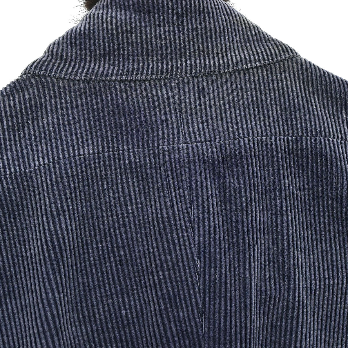 Chanel 2003 Single Breasted Corduroy Fur Jacket Navy #36