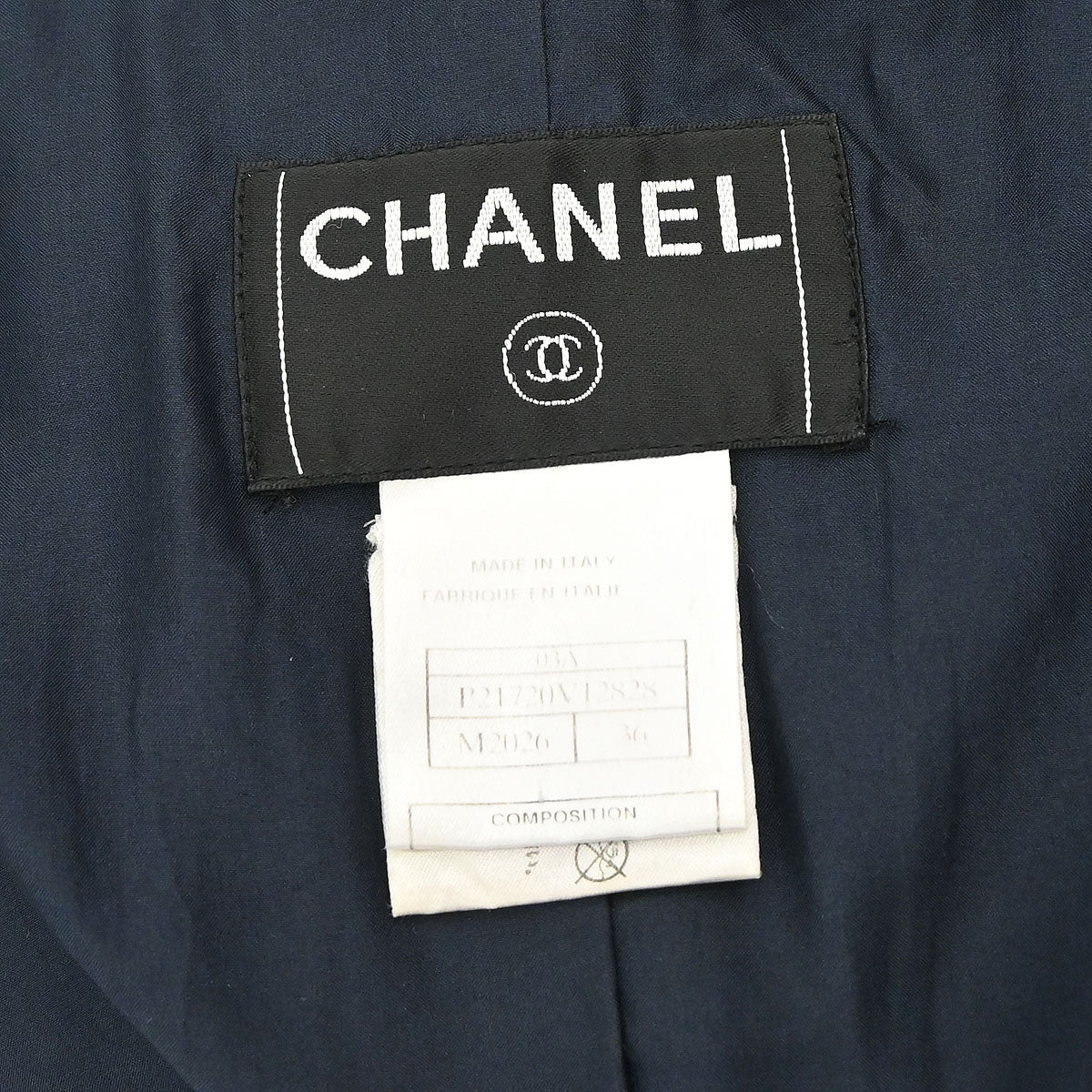 Chanel 2003 Single Breasted Corduroy Fur Jacket Navy #36