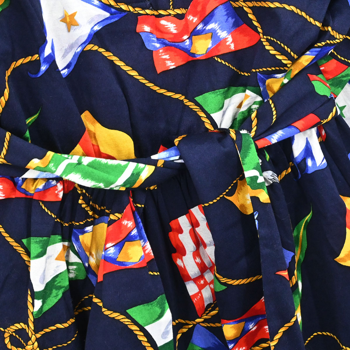 Hermes Long Sleeve National Flags Dress Navy #40