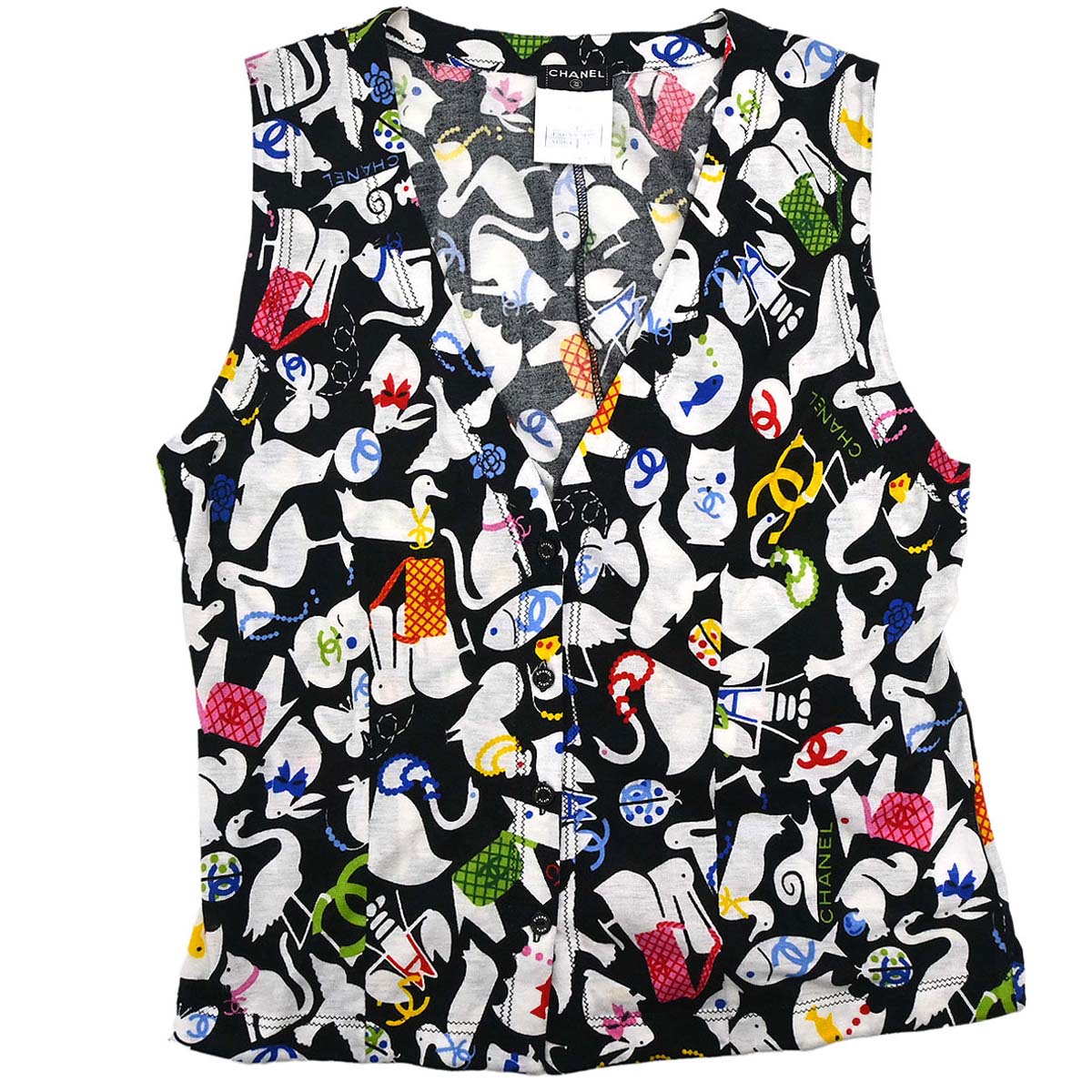 Chanel Animal Sleeveless Top Black #38