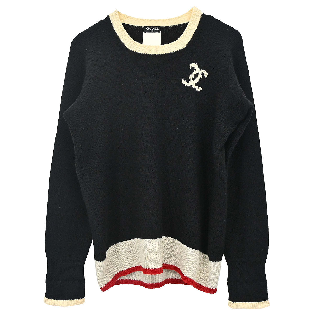 Chanel 1996 Sweater Knit Top Black #44