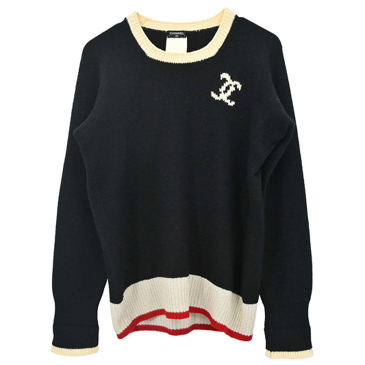Chanel 1996 Sweater Knit Top Black #44