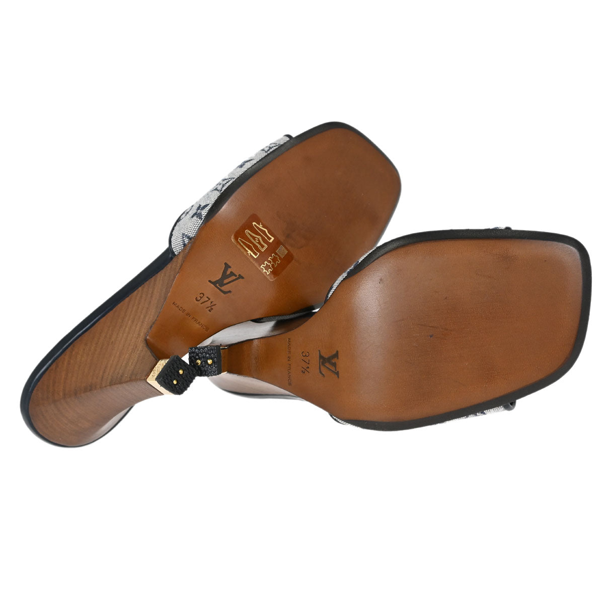 Louis Vuitton * Navy Monogram Mules Shoes #37 1/2