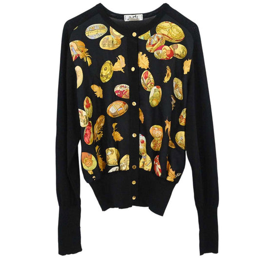 Hermes Long Sleeve Twillaine Cardigan Black #38