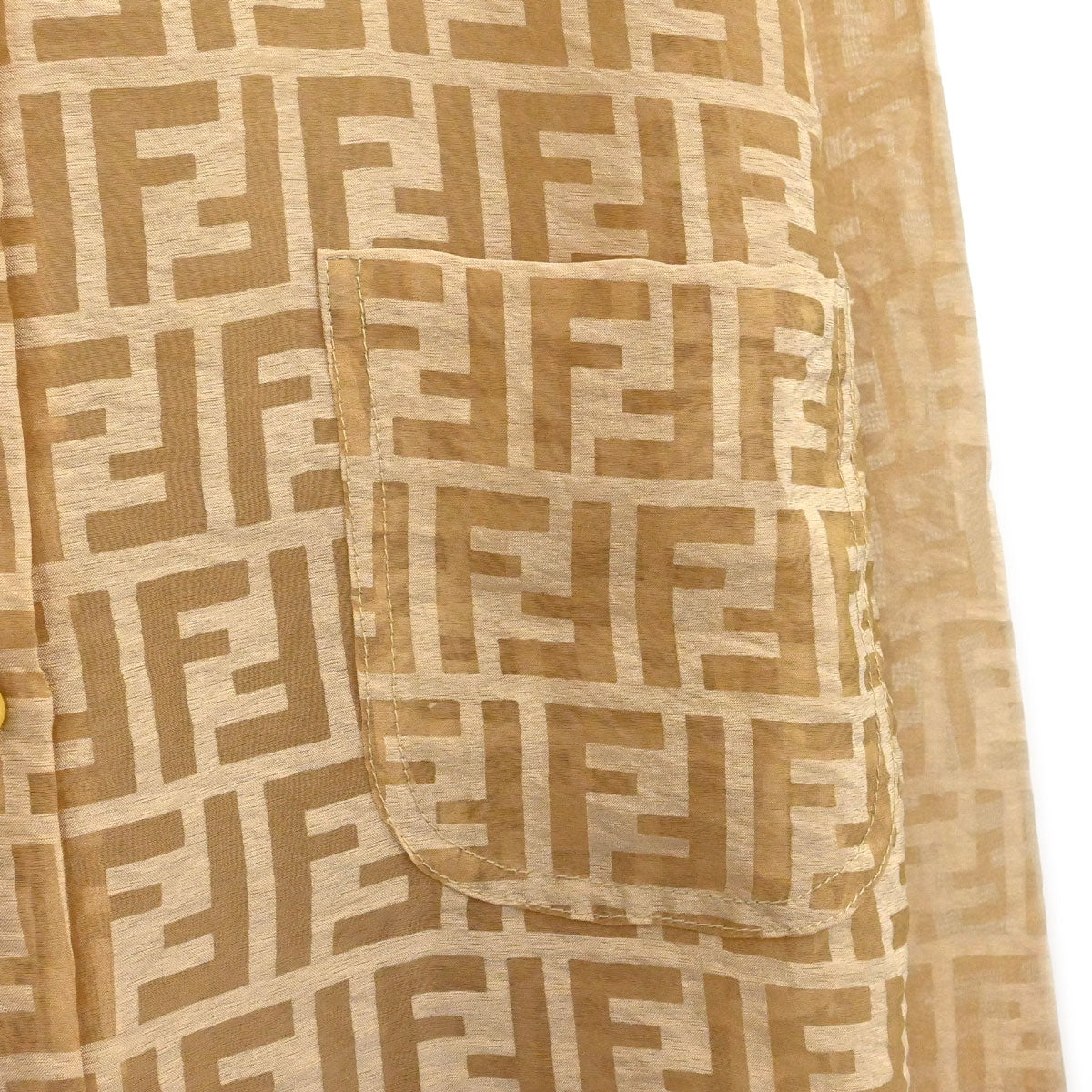 Fendi Sheer Blouse Shirt Top Zucca Brown #40
