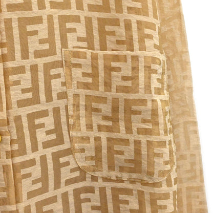 Fendi Sheer Blouse Shirt Top Zucca Brown #40
