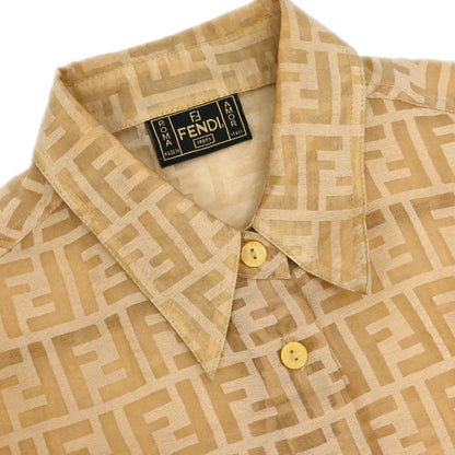 Fendi Sheer Blouse Shirt Top Zucca Brown #40