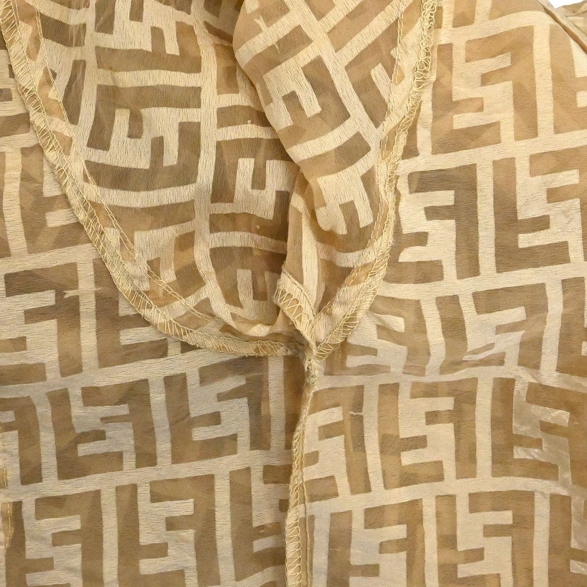 Fendi Sheer Blouse Shirt Top Zucca Brown #40