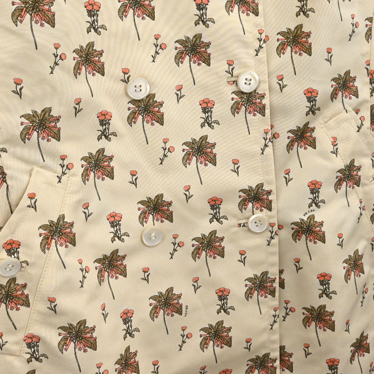Prada 2007 Floral Trench Coat Beige #42